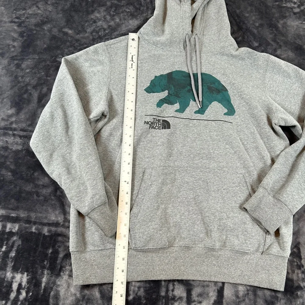The North Face Hoodie Mens Medium Gray Grizzly Bear Graphic Pullover Sweatshirt